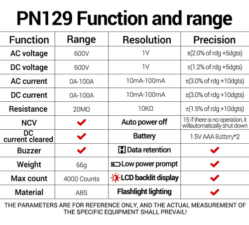 Pinza Amperimétrica Digital Pn129, Amperímetro De