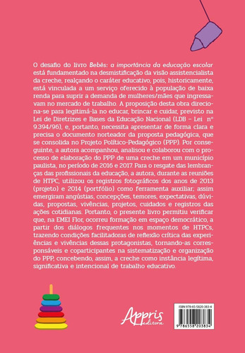 Bebês: a importância da educação escolar, de Grimaldi, Stella. Editorial Appris Editora e Livraria Eireli - ME, capa mole em português, 2021
