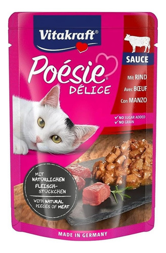 Alimento Húmedo Vitakraft Poesie Carne 85g Gato Adulto