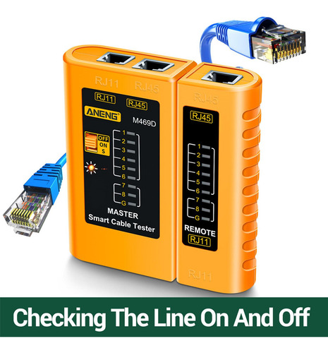 Testador De Cabos Ethernet Cat 5 5e 6 Fios Amarelo Amarelo