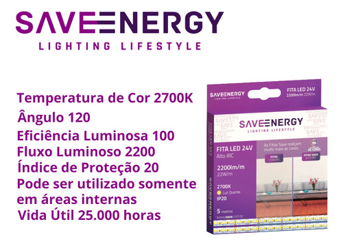 Promoção 20 Fitas Led 22w/m 2200lm 2700k 24v 5m 240leds/m