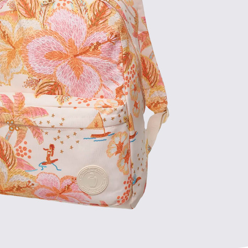 Mochila Farm Xodó Ilha De Flor Cor Bege