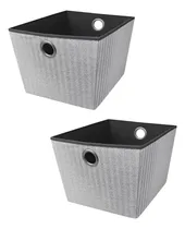 Comprar X2 Cajas Organizadora Con Cajones Cajas Almacenamiento 40x30 Gris Rayas