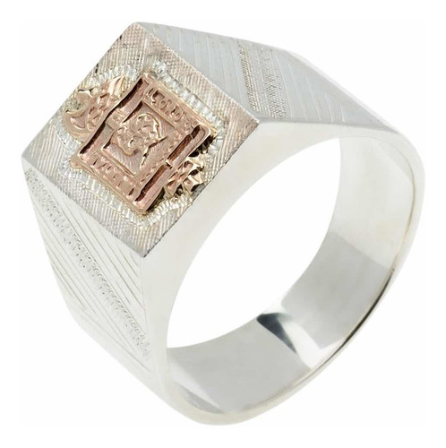 Imagen 3 de 3 de Anillo Con Escudo De Policía En Plata Y Oro - Joyería Piriz