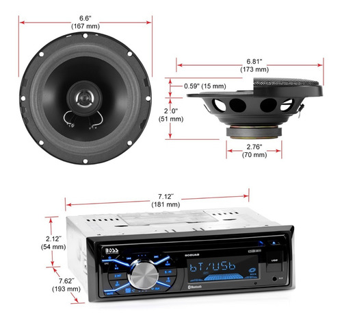 Kit Radio + Parlantes Boss 656bck - Representante Oficial