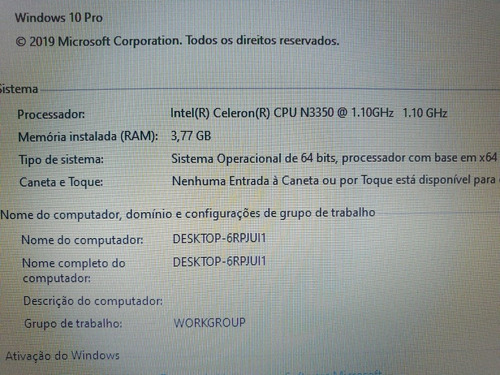 Notebook Positivo Master N1140 Celeron N3350 4gb Ssd 128gb