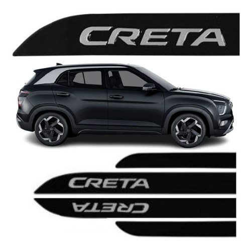 Imagem 1 de 5 de Friso Lateral Novo Creta Ultimate 2022 Cromado Preto Onix