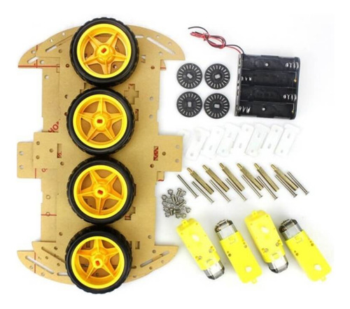4 X Kit Chassi 4 Rodas 4wd Robô Projeto Arduino + Nfe