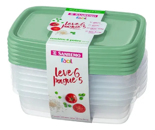Set 6 Tapers Rectangulares Medianos 0.8lts Plastico Sanremo 
