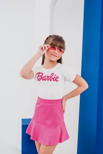 Conjunto Infantil Barbie Girl Menina Saia Menina Roupa Verão