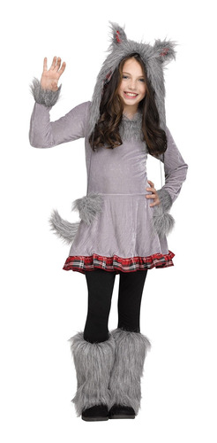 Disfraz Talla Large (12|14) Para Niña De Lobo Gris