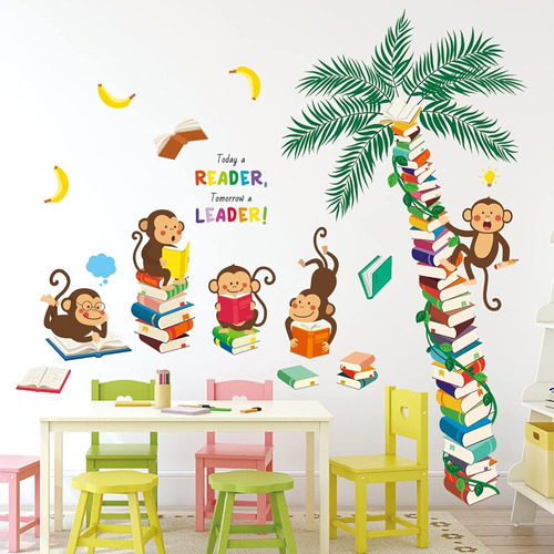 ~? Decowall Ds9-8065 Monkey Tree Books Pegatinas De Pared Ca