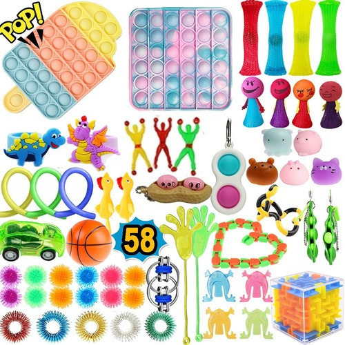 58 Piezas, Juguete Fidget Popit, Kit De Juguetes Fid Barato