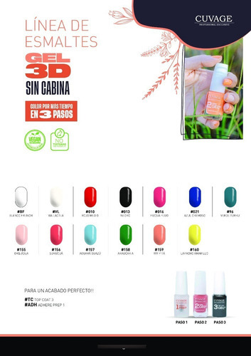 Imagen 2 de 2 de Esmaltes De Uñas Gel 3d Color Cuvage Sin Cabina Color 013 - Negro