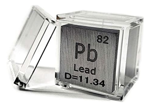 Cubo Acrilico C Elemento Tabla Periodica 25.4mm Plomo