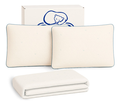 Set De Descanso Protector Freeze + 2 Almohadas Estandar. Blanco Liso Individual