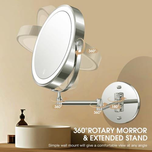 Espejo De Maquillaje Iluminado De Pared Minent 1x/10x Con Lu
