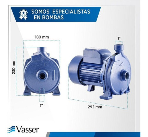 Imagen 3 de 3 de Bomba De Agua Centrífuga Qc150 Vasser 1.5hp 36mts 90 L/min