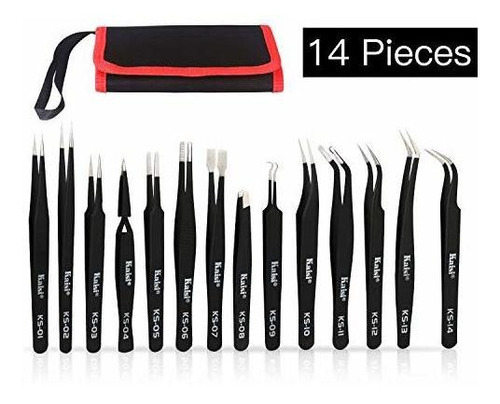 Kaisi Juego 14 Pinza Esd Acero Inoxidable Antiestatico