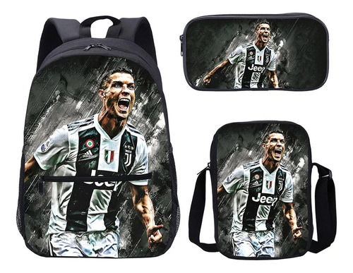 2023 Cristiano Ronaldo Mochila Set De 3 Unisex, Bolsa For Lá