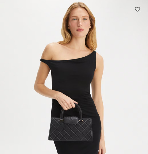 Bolsa Tory Burch 100% Original Tote Fleming East West 164763 Negro Rayas Oro Negro (Usado)
