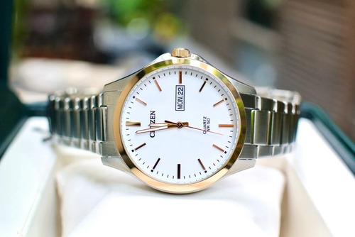 Citizen Mens Stainless Steel Quartz Bf2006-86a Color de la correa Plata Color del bisel Oro Color del fondo Blanco