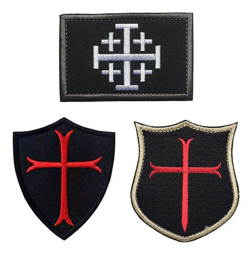 Set 3 Parches Bordados Orden Caballeros Templarios 