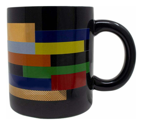 Taza De Ceramica Negra Multicolor 375 Ml