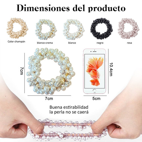 S 5 Colores Perlas Cabello Ligas Elásticas Estilo De Moda