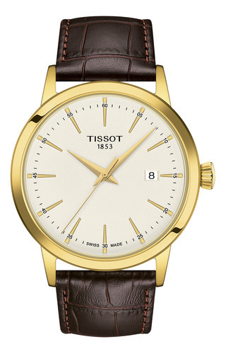 Reloj Hombre Tissot T129.410.36.261.00 Classic Dream Color de la correa Marrón Color del bisel Dorado Color del fondo Beige