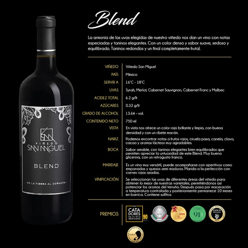 Viñedo San Miguel | Blend Vino Tinto | Kit 6 Piezas