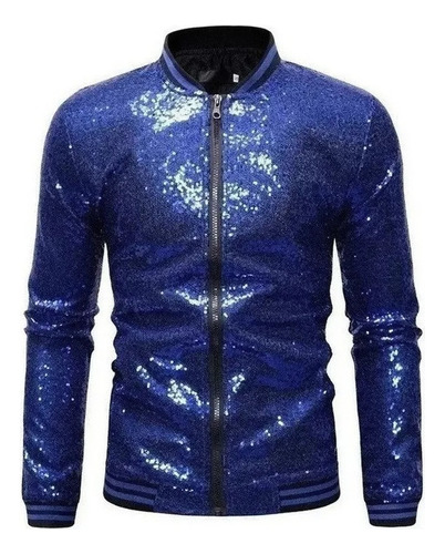 Chaqueta De Béisbol Holgada Con Lentejuelas Para Hombre