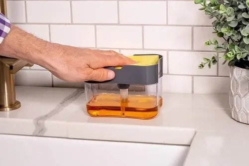 Dispensador De Jabón Lavaplatos Fregadero Porta Esponja