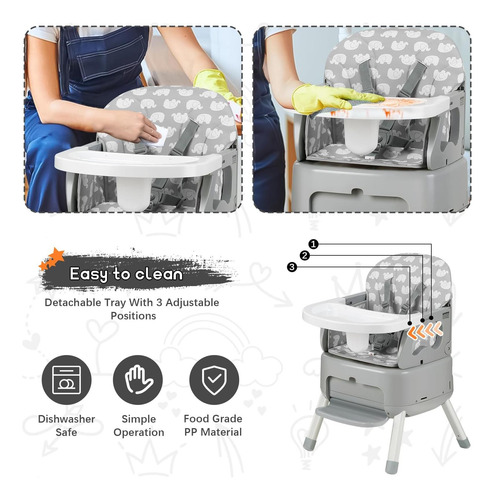 4 En 1 Silla Alta Para Bebés Portátil, Silla Alta Para Bebés