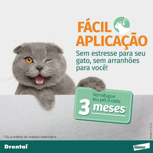 Drontal Spot On Cats 0.7 Ml 2,5 A 5 Kg Vermífugo Verde-escuro