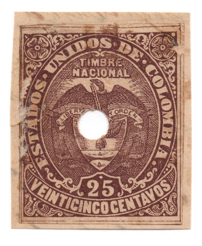 Estampilla De Timbre 25 Centavos 1885