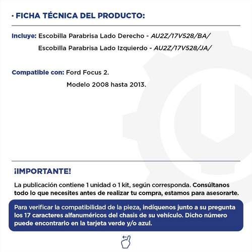 Imagen 2 de 9 de Juego De Escobillas Parabrisa Ford Focus 2 08/13 - Original
