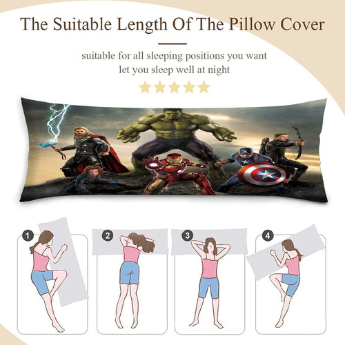 Cojin Almohada Larga The Avengers Principales Pelea 35x100cm Diseño de la tela Lisa
