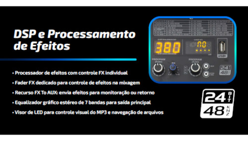 Mesa De Som Com 24 Canais 7 Aux Bluetooth Waldman Epic-2464