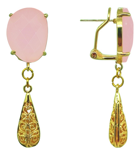 Aros Luk And Lov, Cristal De Circonia Rosado Con Dorado