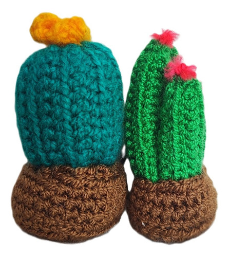 Amigurumi Llavero (crochet) Par Cactus (2) 7cm