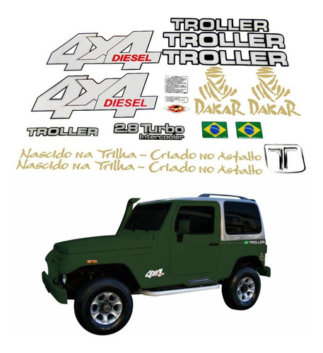 Kit Adesivos Para Troller 2003 A 2005 18338 Cor Verde