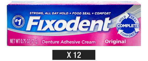 Fixodent Original Adhesivo Prótesis Dental Dientes 21gr X12