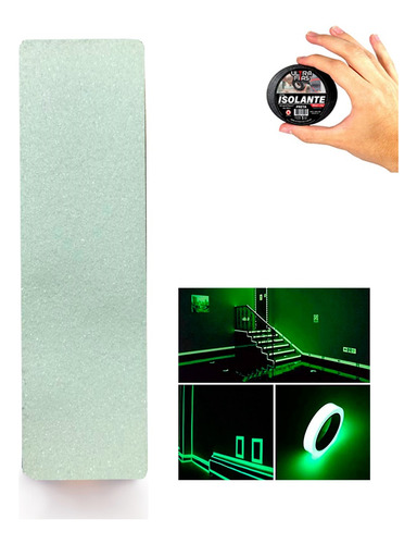 Fita Antiderrapante 20cm - Neon Fotoluminescente + Isolante Cor Verde