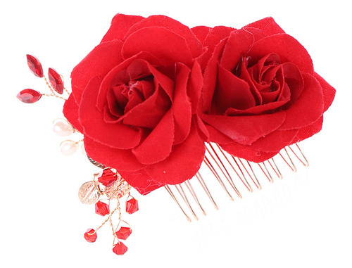 Peineta De Tela Para Novia Con Clip De Rosas Y Flores, Adorn