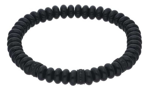 Pulsera Con Aplicaciones De Acero Con Onix Y Zirconias Para Diámetro 7 Cm Largo 22 Cm