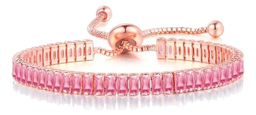 Pulsera Brazalete Mujer Cristal Suizo Oro Rosa De 18k.