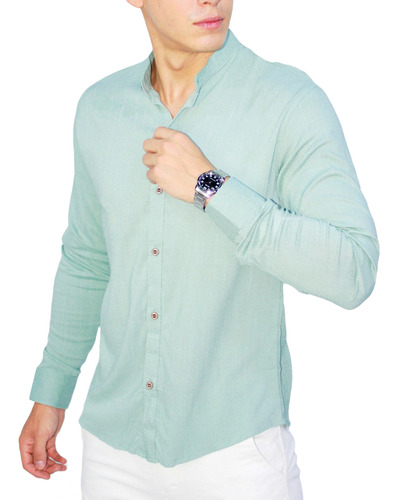 Camisas Cuello Neru Para Hombre | Manga Larga | Algodon