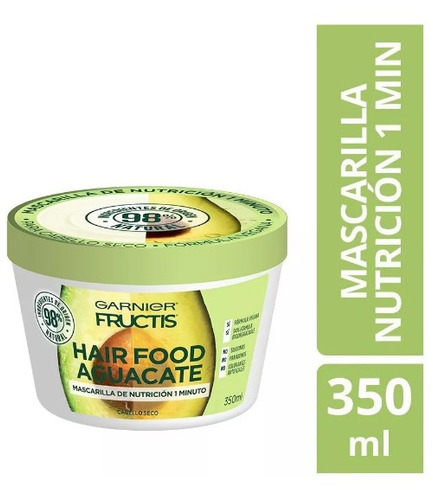 Mascarilla De Tratamiento Hair Food Aguacate 350 Ml Fructis Nutrición 1 Minuto