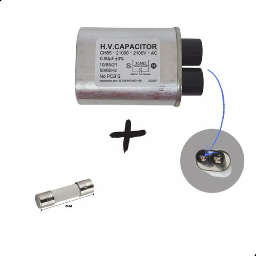 Capacitor 0.90uf De Microondas Electrolux + Fusivel 220v 10a